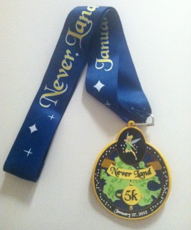medal fromDisney's Never Land 5k 2012
