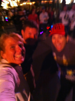 group of friends in a blurry photo before the Never Land 5k 2012