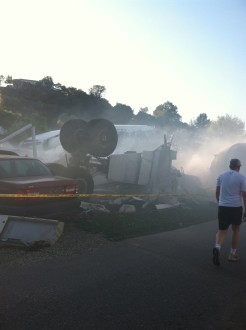the plane crash in the backlot at Universal Studios Hollywood during the Say No To Drugs Race 2012