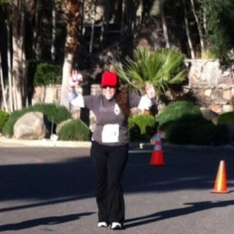 Aurora doing some dance walking along the Palm Springs 2012 half marathon course