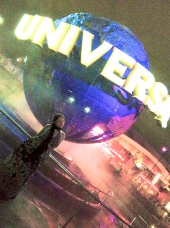 Aurora posing by the Universal Studios Orlando ball