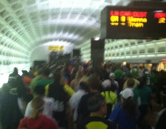 subway station full of runners in Washington DC