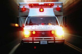 ambulance from with bright lights