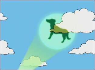 dog signal up in the sky on The Simpsons