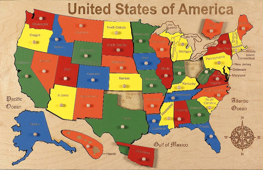 puzzle of the United States of America
