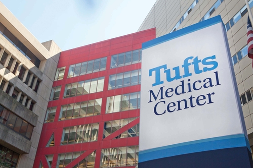 Outside view of Tufts Medical Center sign