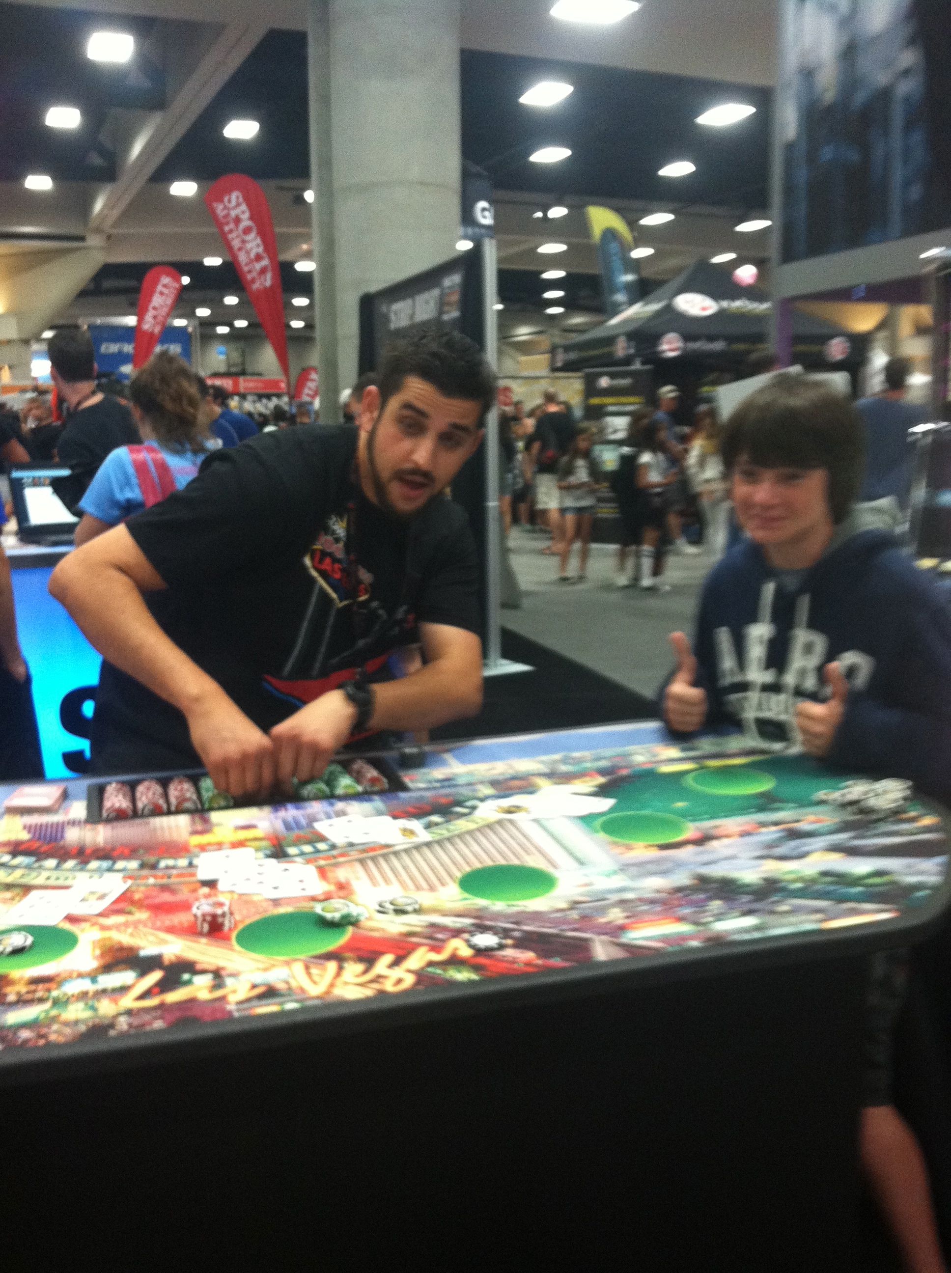 playing fake blackjack with Ryan and Aiden at the RnR Vegas booth at the Rock n Roll San Diego Marathon Expo 2012