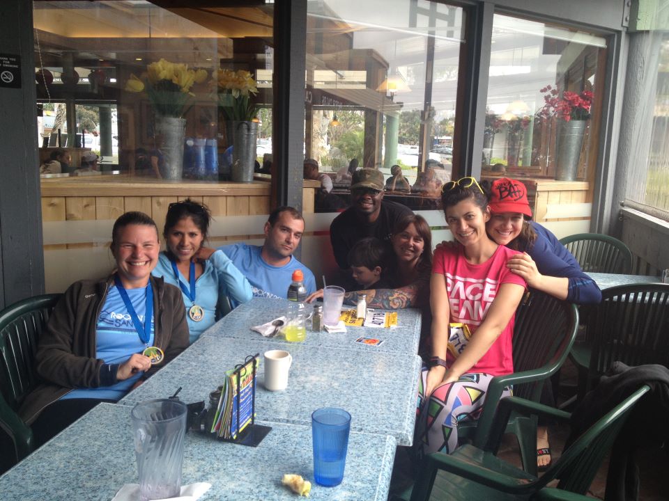 Aurora De Lucia and her new friends at lunch after Rock 'n' Roll San Diego Half Marathon 2012