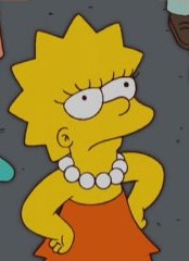 Lisa Simpson, looking up, impatient, hands on hips