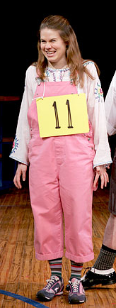 Celia Keenan-Bolger as Olive Ostrovsky in the original cast of the 25th Annual Putnam County Spelling Bee. Huge smile