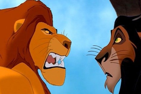 Angry dad lion from The Lion King yelling in Scar's face. 