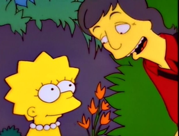 Lisa Simpson on garden roof with Paul McCartney in Lisa Becomes a Vegetarian