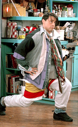 Joey wearing all of Chandler's clothes on Friends