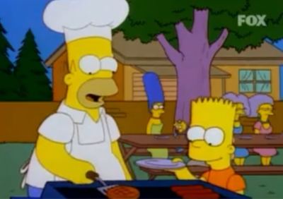 Homer Simpson Barbecues with Bart