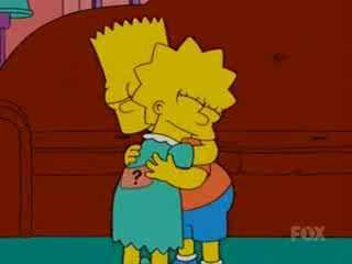 Bart hugging Lisa