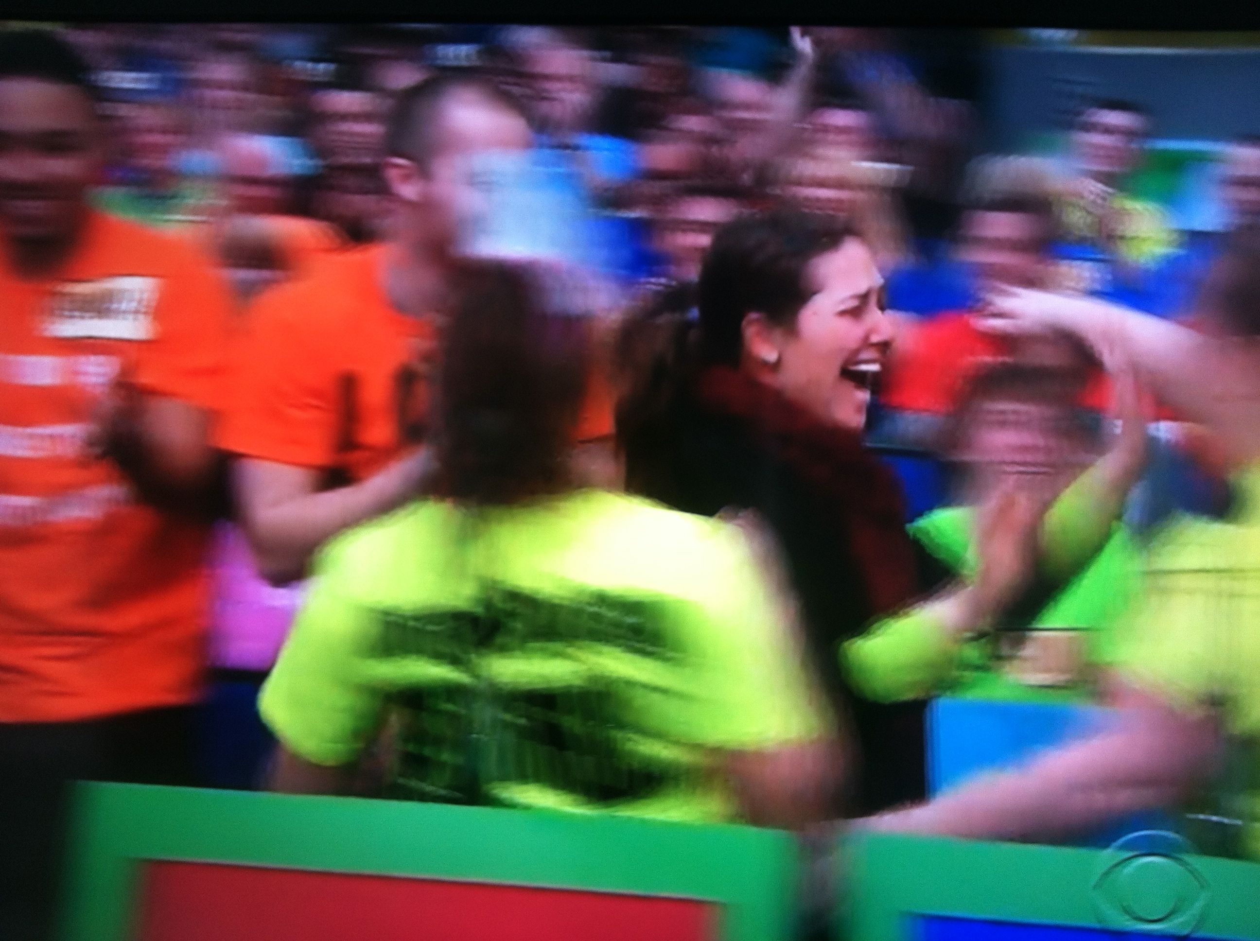 Aurora De Lucia running in contestant's row on The Price is Right