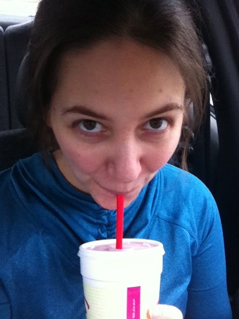 I'm giving a bit of "alien face" here with this weird angle, but the moral of this picture is I freaking adore Planet Smoothie more than almost anything, and I love, love, love, love, love that there is one down the street from my parents' house.