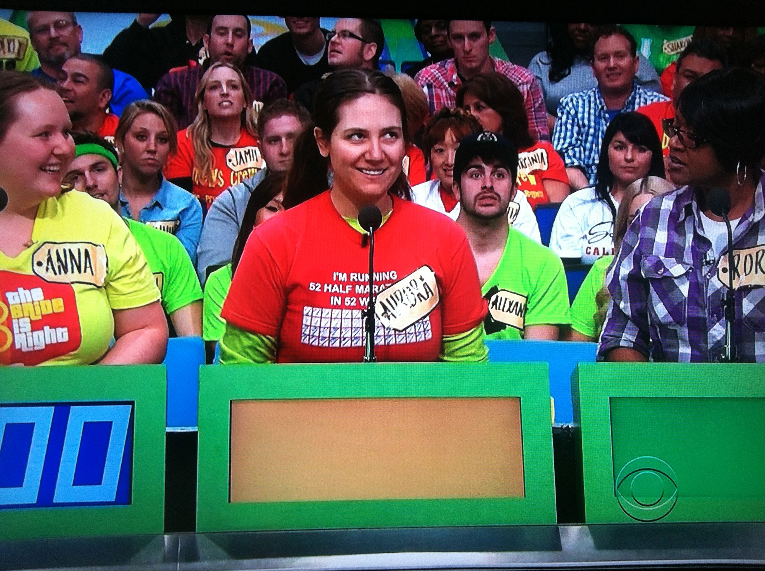 Aurora De Lucia making her bid on camcorders on contestant's row of The Price is Right