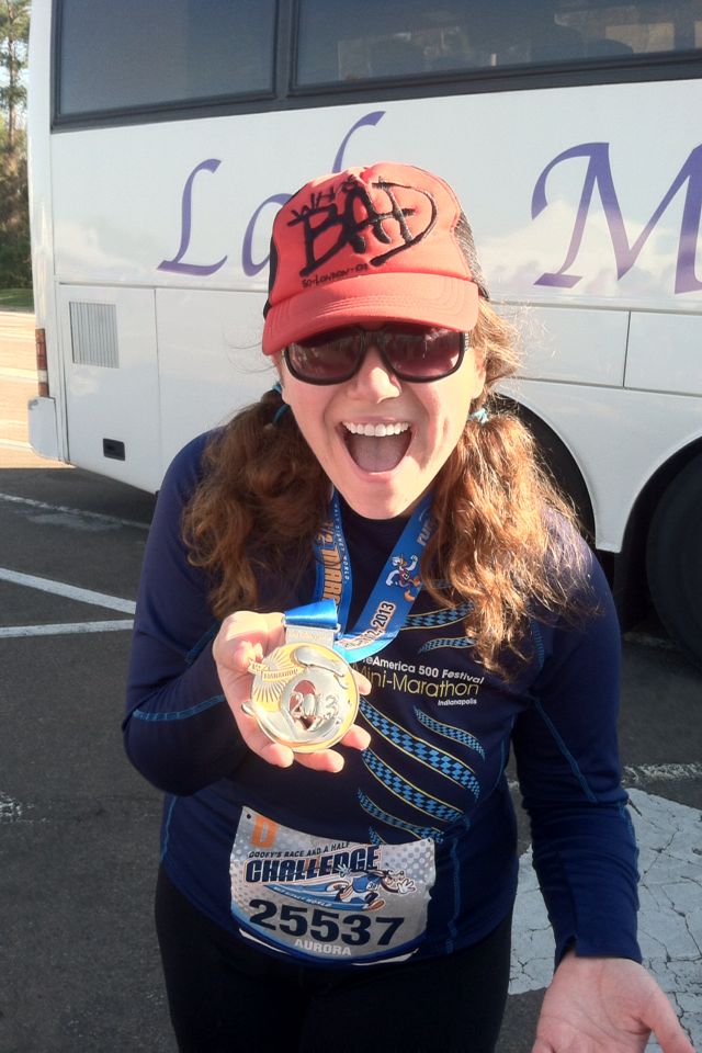 Aurora De Lucia with her medal after the Walt Disney World Half Marathon 2013