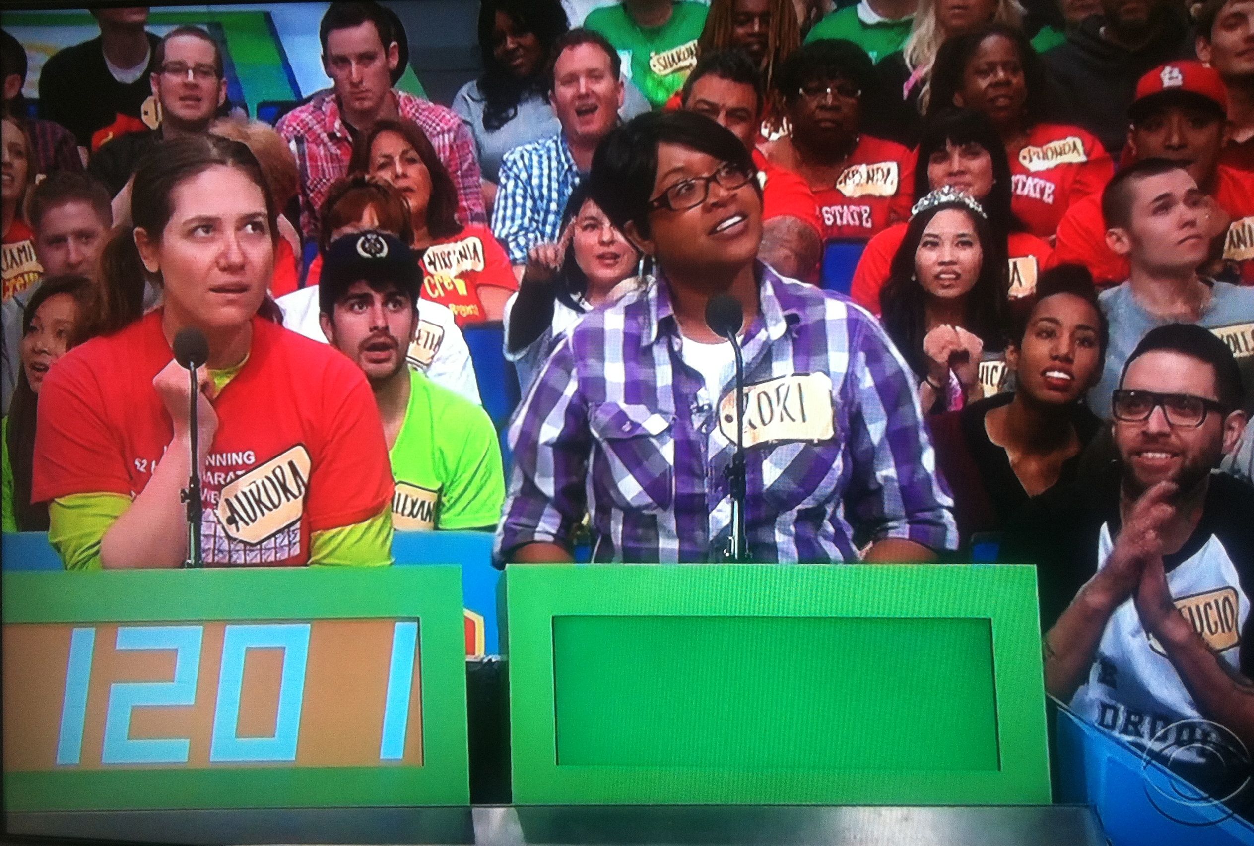 Aurora De Lucia nervous in contestant's row on The Price is Right