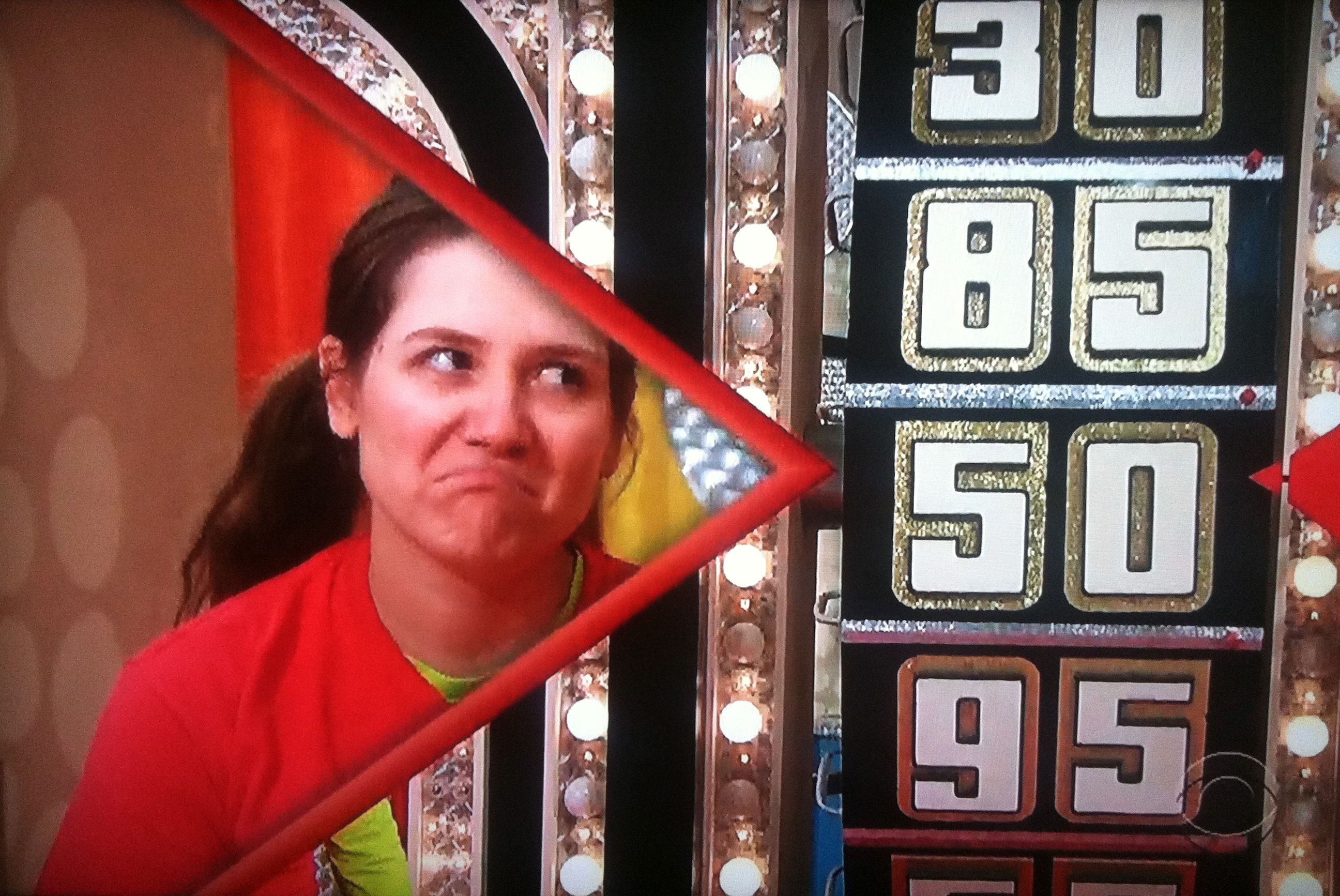 Wah wah Aurora De Lucia sad as she goes over The Price is Right wheel