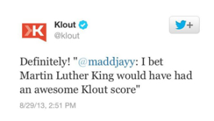 MLK klout tweet