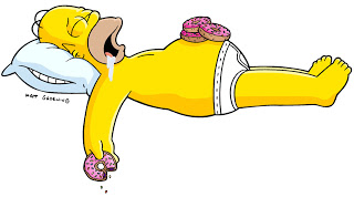 homer sleeping in underwear with donuts