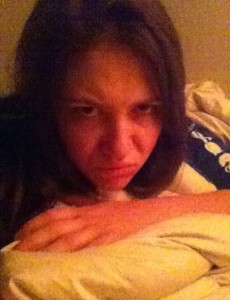 My angry sleepy face. (I am not making a duck face, just wearing a retainer.)