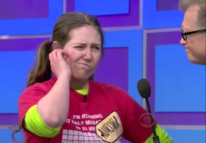 Aurora De Lucia thinking during The Money Game on Price is Right