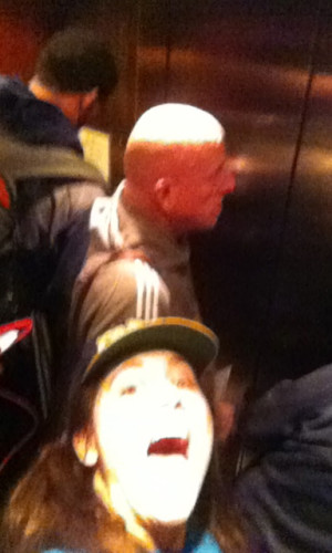 in the elevator with some of the Pacers