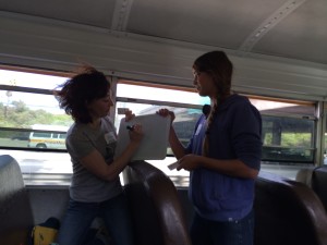 speed pictionary being played on the Do Good Bus