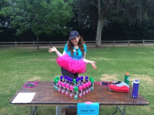 Aurora De Lucia making a little pose at the Girls on the Run 5k (Happy hair station)