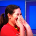 Aurora De Lucia laughing on The Price is Right Stage
