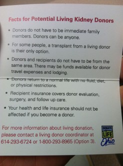 little sheet of living donor kidney facts