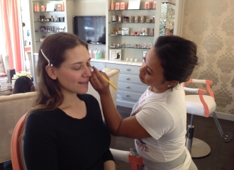 Aurora getting her make-up done at Blushington