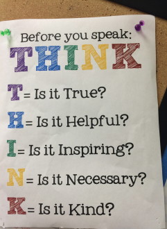 Think before you speak sign
