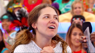 Aurora realizing she's getting zonked on Let's Make a Deal
