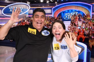 Aurora De Lucia and her dad excited in posed photo before Let's Make a Deal