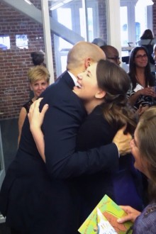 Cory Booker and Aurora De Lucia hugging