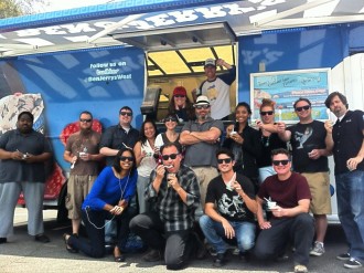 Ben and Jerry's crew in the truck