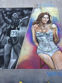 Caitlyn Jenner mural on ground