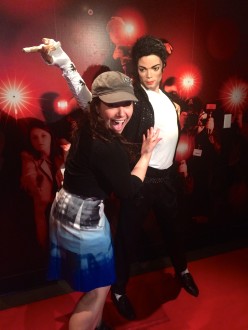 Aurora posing with fake Michael Jackson