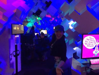 Aurora in the cool videogame room at EPM