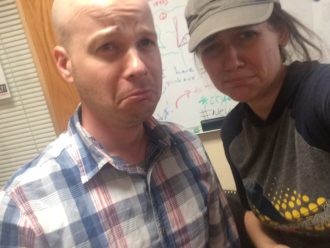 (Yet another sad selfie we took for my boss off at maternity leave)