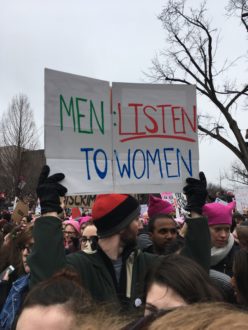 Men: Listen To Women sign at the women's march